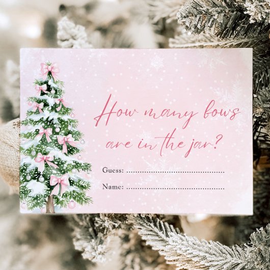 ピンクの弓クリスマスいくつ弓ベビーシャワーゲーム 招待状
