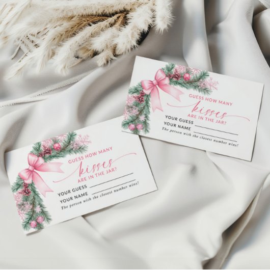 ピンクの弓クリスマスどのように多くのキスゲームカード プレイスカード