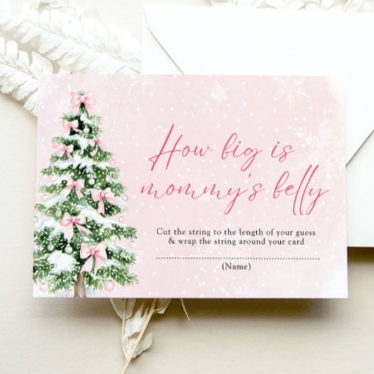 ピンクの弓クリスマスどのように大きいママの腹のゲーム 招待状
