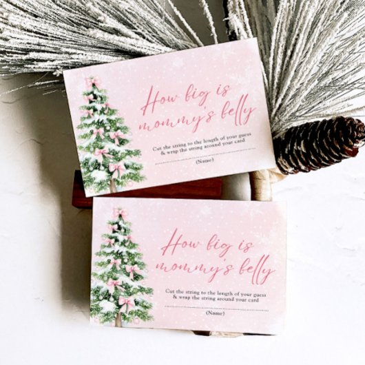 ピンクの弓クリスマスどのように大きいママの腹のゲーム 招待状