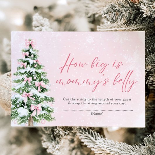 ピンクの弓クリスマスどのように大きいママの腹のゲーム 招待状