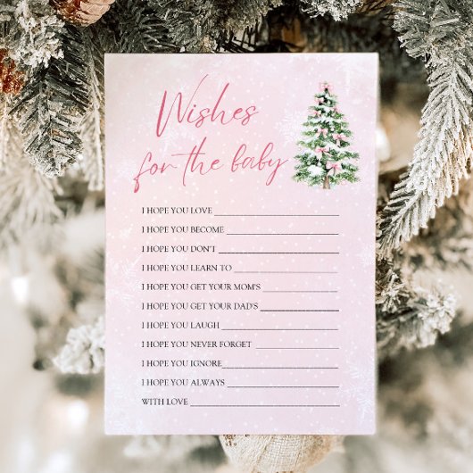 ピンクの弓クリスマスウィーズベビーアドバイスゲーム 招待状