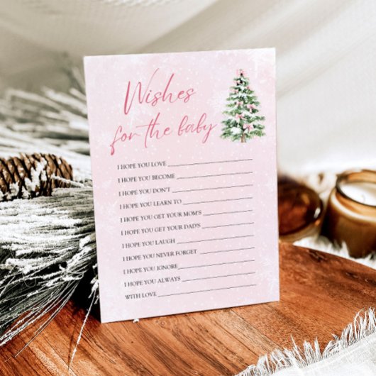 ピンクの弓クリスマスウィーズベビーアドバイスゲーム 招待状