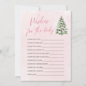 ピンクの弓クリスマスウィーズベビーアドバイスゲーム 招待状 (正面)