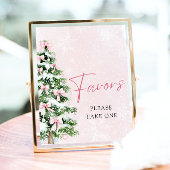 ピンクの弓クリスマスツリー冬の赤ちゃんシャワーの好意 ポスター