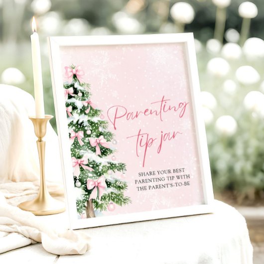 ピンクの弓クリスマスツリー子育てチップのjarゲーム ポスター