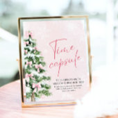 ピンクの弓クリスマスツリー時間カプセルゲームのサイン ポスター