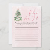 ピンクの弓クリスマスツリー私は赤ちゃんシャワーゲーム 招待状 (正面)