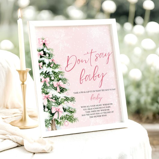 ピンクの弓クリスマスツリー赤ちゃんシャワー言わないベビー ポスター