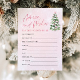 ピンクの弓クリスマスベビーシャワーアドバイスとウィッシュ 招待状