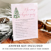 ピンクの弓クリスマス子供部屋韻クイズベビーシャワー 招待状