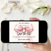 ピンクの弓クリームキンセアニェラ日付カードを保存 セーブザデート