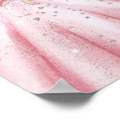 ピンクの弓クリーム花模様ドレス甘い16歓迎 ポスター (角)