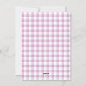 ピンクの弓グリーンガーランドのギンガムクリスマスフォト シーズンカード (裏面)