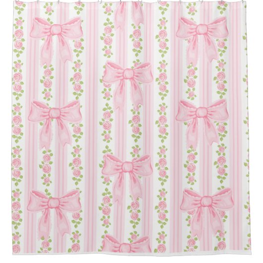 ピンクの弓シャワーカーテン、コケットのバスルームの装飾 シャワーカーテン (正面)