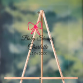 ピンクの弓シンプルの赤ちゃんシャワー追加の名前日ミニマル付 アクリルサイン (ニュートラル)