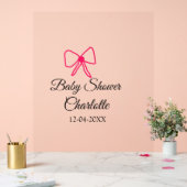 ピンクの弓シンプルの赤ちゃんシャワー追加の名前日ミニマル付 アクリルサイン (ウェディング)