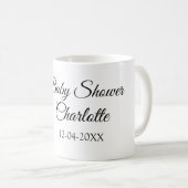 ピンクの弓シンプルの赤ちゃんシャワー追加の名前日ミニマル付 コーヒーマグカップ (正面右)