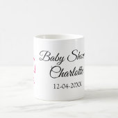 ピンクの弓シンプルの赤ちゃんシャワー追加の名前日ミニマル付 コーヒーマグカップ (中央)