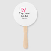 ピンクの弓シンプルの赤ちゃんシャワー追加の名前日ミニマル付 ハンドファン (裏面)