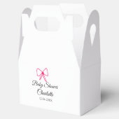 ピンクの弓シンプルの赤ちゃんシャワー追加の名前日ミニマル付 フェイバーボックス (オープン)