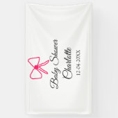 ピンクの弓シンプルの赤ちゃんシャワー追加の名前日ミニマル付 横断幕 (縦)