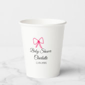 ピンクの弓シンプルの赤ちゃんシャワー追加の名前日ミニマル付 紙コップ (裏面)