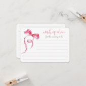 ピンクの弓ジンガムの言葉のアドバイス囲い カード (正面/裏面インサイチュ)