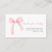 ピンクの弓ジンガム名門私立校風の赤ちゃんシャワー本ベビー エンクロージャーカード (正面)
