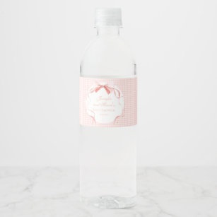 ピンクの弓ジンガム赤ちゃんシャワー水のボトルのラベル ペットボトルラベル