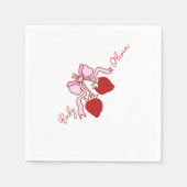 ピンクの弓ストロベリーガールベビーシャワー スタンダードカクテルナプキン (正面)