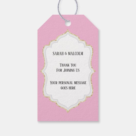 ピンクの弓ダイヤモンドの輝フェミニンく恩恵 ギフトタグ (裏面)