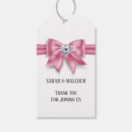 ピンクの弓ダイヤモンドはエレガントな結婚式の好意 ギフトタグ