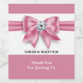 ピンクの弓ダイヤモンドはエレガントな結婚式の好意 ワインラベル (シングルラベル)