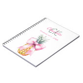 ピンクの弓パイナップル熱帯モノグラム ノートブック (左側)