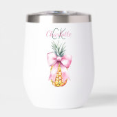 ピンクの弓パイナップル熱帯夏のモノグラム (正面)