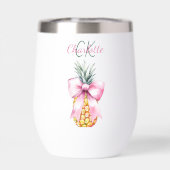 ピンクの弓パイナップル熱帯夏のモノグラム (背面)