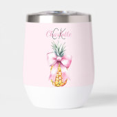 ピンクの弓パイナップル熱帯夏のモノグラム (正面)