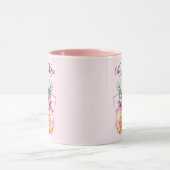 ピンクの弓パイナップル熱帯夏のモノグラム マグカップ (中央)