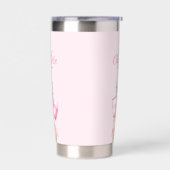 ピンクの弓パイナップル熱帯夏のモノグラム 保温保冷タンブラー (左面)