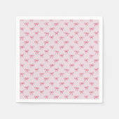 ピンクの弓パターンのバレンタインデー スタンダードカクテルナプキン (正面)