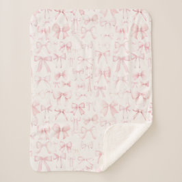 ピンクの弓パターン シェルパブランケット