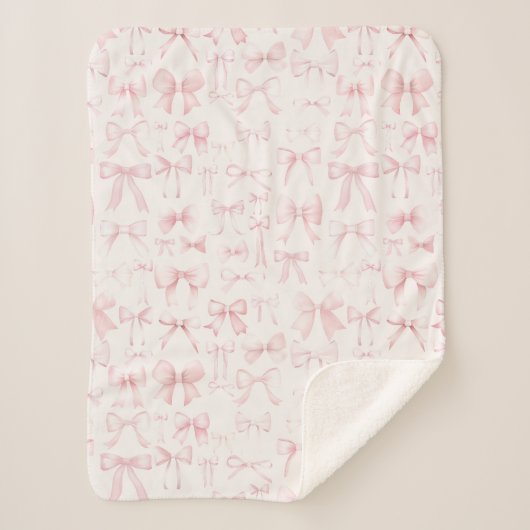ピンクの弓パターン シェルパブランケット (正面)