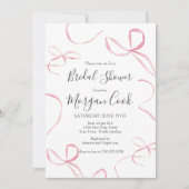 ピンクの弓ブライダルシャワー招待、結び目を結んだ 招待状 (正面)