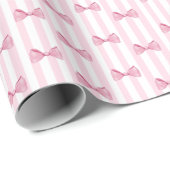 ピンクの弓ベビーガールベビーシャワーギフトラップ ラッピングペーパー (ロールコーナー)