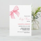 ピンクの弓ベビーガールベビーシャワー 招待状 (スタンド正面)