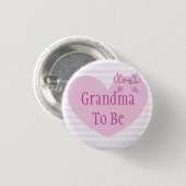 ピンクの弓ベビーシャワーボタンがある祖母 缶バッジ (正面&裏面)