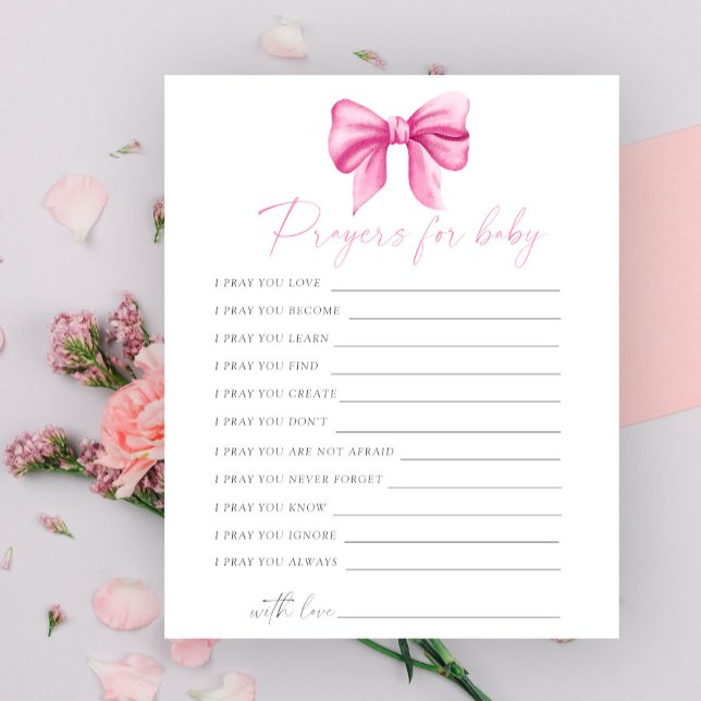 ピンクの弓ベビーシャワー祈りの言葉用ベビー (クリエイターアップロード済み)