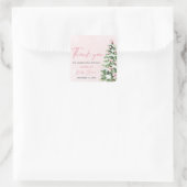 ピンクの弓ベビーベビーシャワー外は寒い スクエアシール (バッグ)