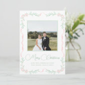 ピンクの弓ミスタントリーグリーンクリスマスフォト シーズンカード (スタンド正面)